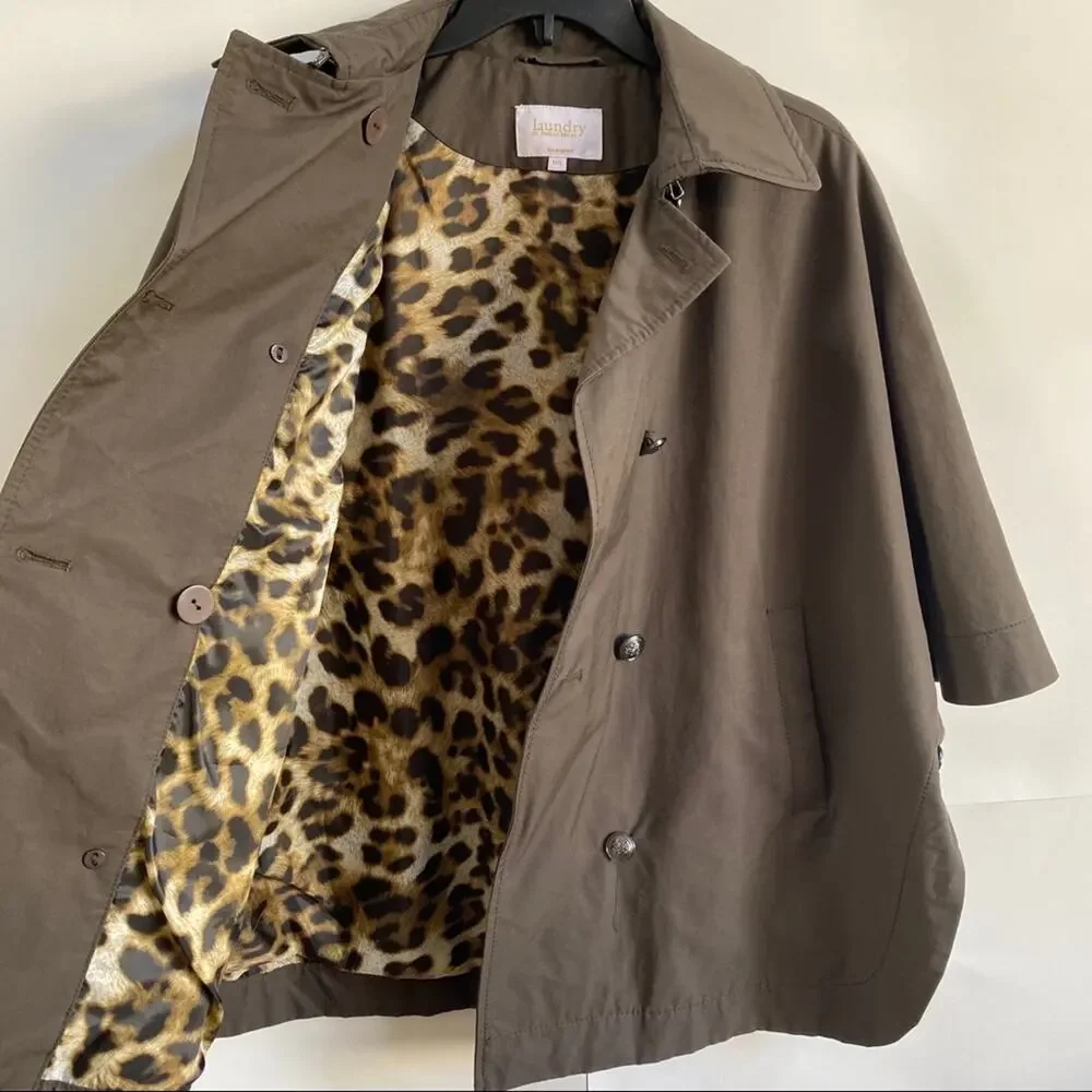 NEW Laundry By Shelli Segal Coat Brown‎ Leopard
